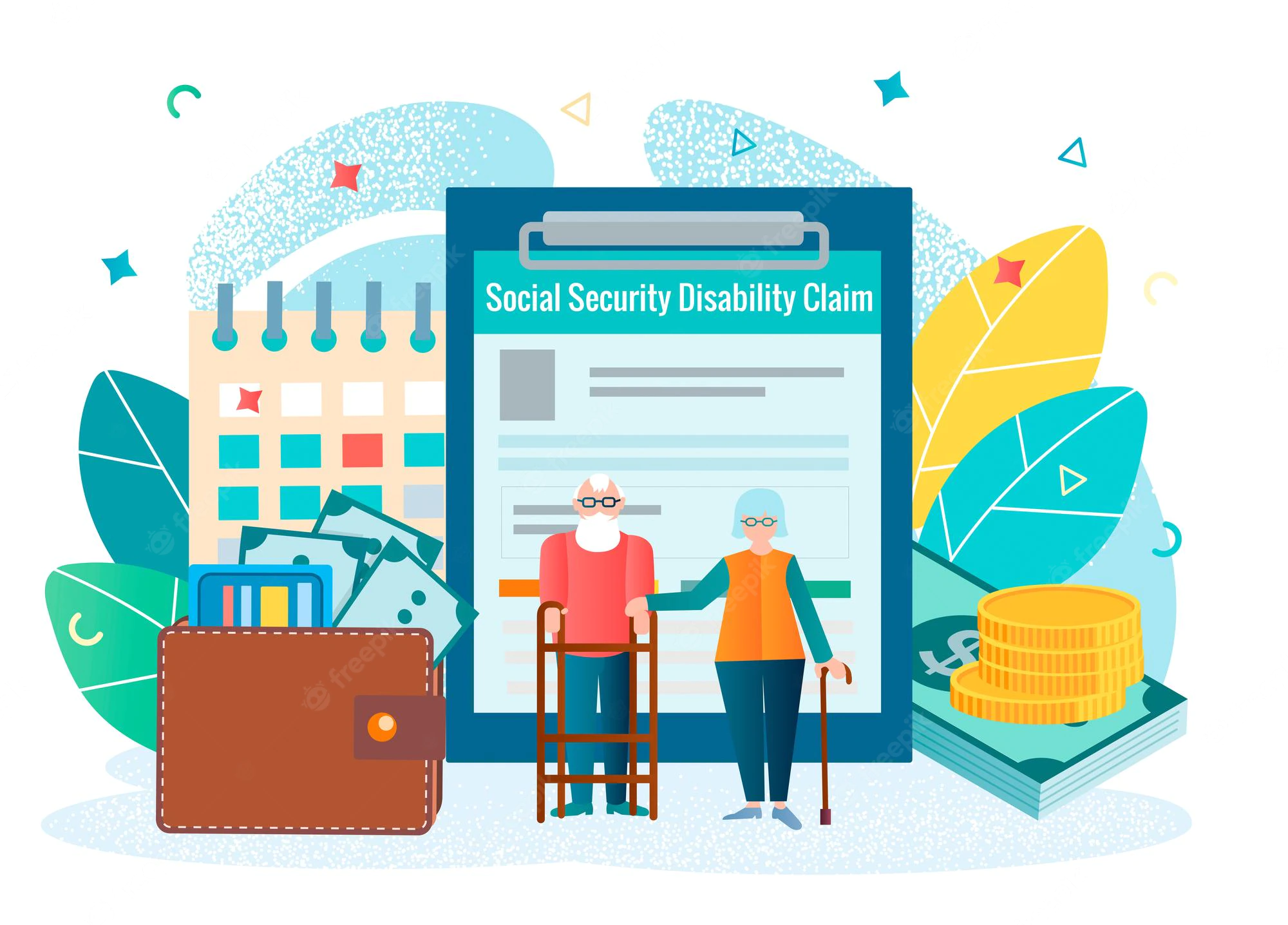 social security desability claim concept vector illustration elderly couple with disability 143808 457