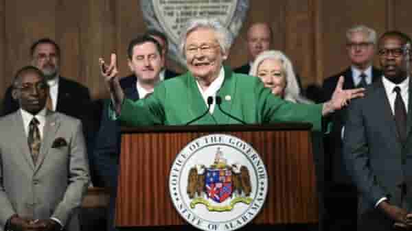 Alabama Governor Kay Ivey delivers her State of the State address Tuesday, March 7, 2023, in Montgomery, Alabama. (AP Photo/Julie Bennett)